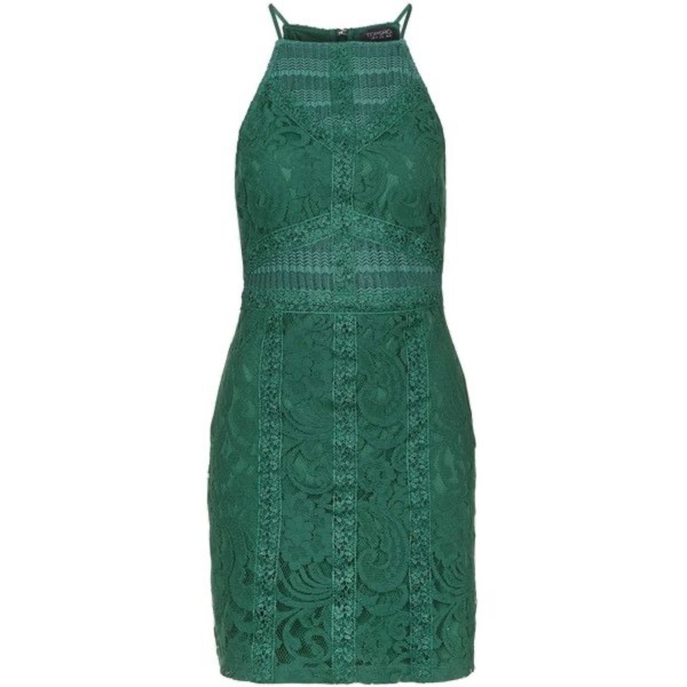 Topshop Green Lace Dress - Size US 4 (runs small)